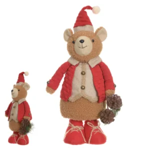 Urso vermelho com pinhas 33cm