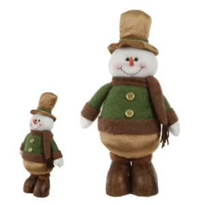 Boneco de neve em pé cobre e verde 40cm