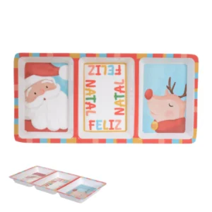 Petisqueira melamina Noel aquarela 31x15cm