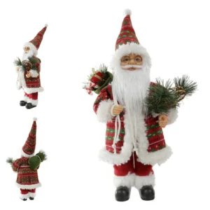 Papai Noel em pé vermelho e verde 45cm