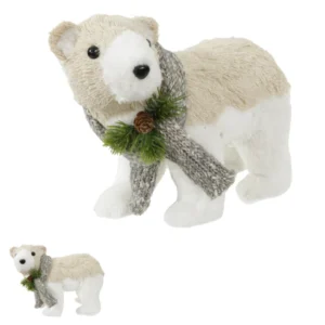 Urso de Natal de sisal decorativo 19x28cm
