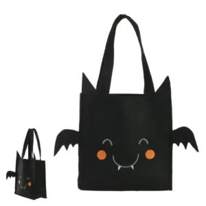Sacola feltro preta morcego 21x20x6,5cm