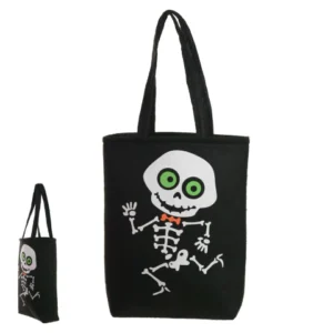 Sacola feltro preta caveira 28x31x7cm