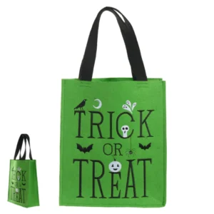 Sacola feltro verde Trick or Treats 25x30x10cm