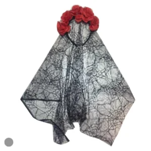 Tiara flores e véu Halloween 20cm