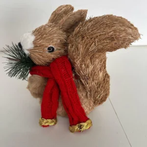 Esquilo cachecol vermelho tricô 19cm