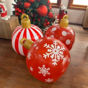 Inflável Bolas de Natal branco e vermelho 60cm 3 pçs