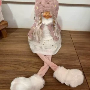 Boneca sentada branca e rosa 48cm