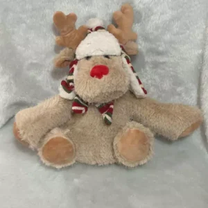 Rena de pelúcia bege sentada 33cm