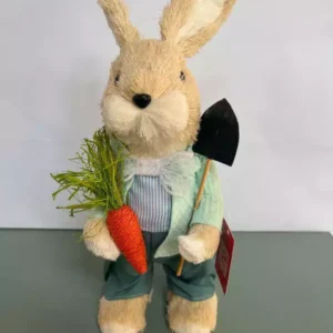 Coelho rústico de palha agricultor 35cm