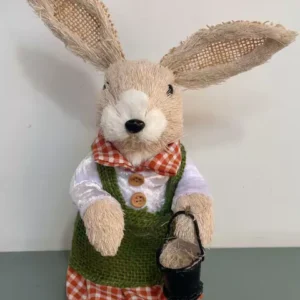 Coelha rústica em pé vestido verde 29cm