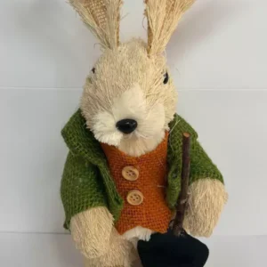 Coelho rústico de palha com pá 29cm