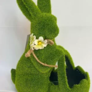 Coelho musgo sentado com cestinho 27cm