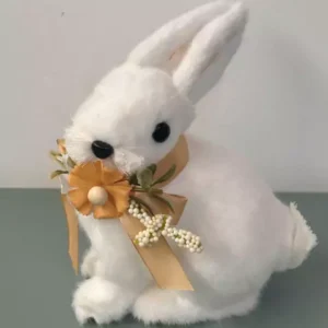 Coelho sentado pelúcia branco 17x11x15cm