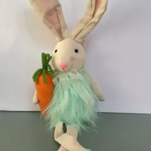 Coelho de tecido com pelúcia verde água