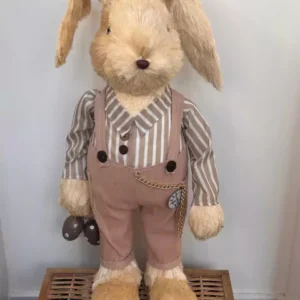 Coelho em pé de palha bege 60cm