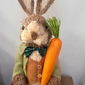 Coelho rústico de palha em pé verde 61cm