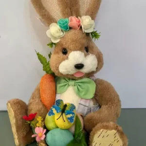 Coelha sentada com cesto 40cm