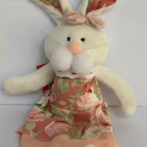 Coelha tecido roupa rosa 30cm