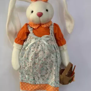 Coelha em pé azul e laranja