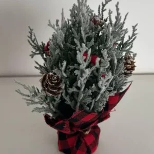 Mini árvore xadrez com pinhas e pics 15cm