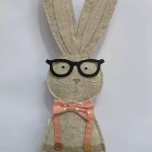 Adorno coelho de feltro com óculos 56cm