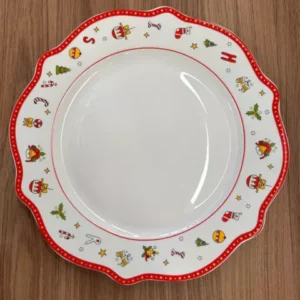 Prato raso borda Natal 27cm Kit com 6 pçs