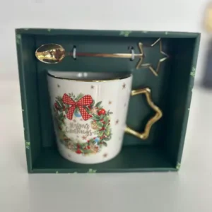 Caneca Seasons Greetings com colher 15cm