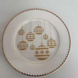 Prato de sobremesa bco dourado 19cm kit com 6 pçs