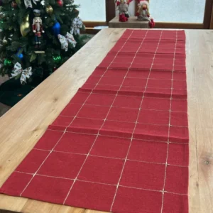 Caminho de mesa vermelho com dourado 40x173cm