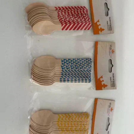 Colher sobremesa de madeira pc com 10 unid.