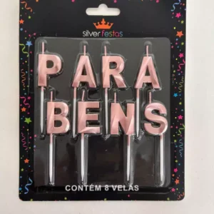 Vela para bolo Parabéns rosé