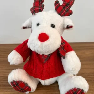 Alce sentado de tricot vermelho 27cm