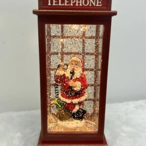 Cabine Telefônica Papai Noel com música e led 25cm