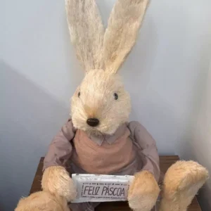 Coelho sentado rústico plaquinha 50cm