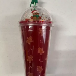 Copo natalino Ginger com canudo 450ml