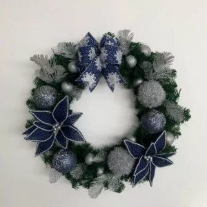 Guirlanda de Natal azul escuro com prata 60cm