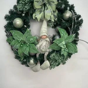 Guirlanda de Natal verde com duende com led 60cm