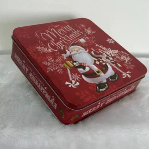 Lata de Metal Natal vermelha 20x20cm