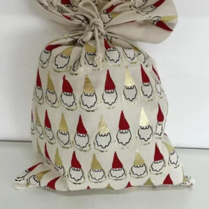 Saco para presente de tecido Noel Cru / Dourado 32x50cm