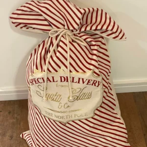 Saco para presente de tecido listrado 80x50cm