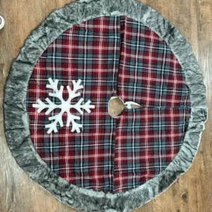 Saia para árvore xadrez com floco de neve 120cm