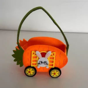 Cesta carrinho laranja de feltro 14cm larg.