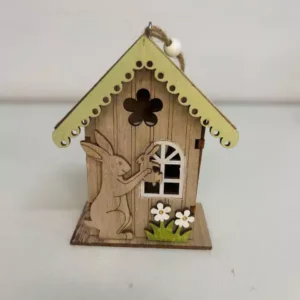 Pendente casinha verde com led 11cm