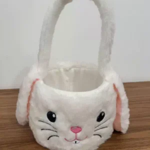 Cesta coelho pelúcia branco 24cm