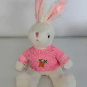 Coelho pelúcia roupa rosa 30cm