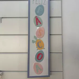 Quadro de lata Feliz Páscoa 70x21cm