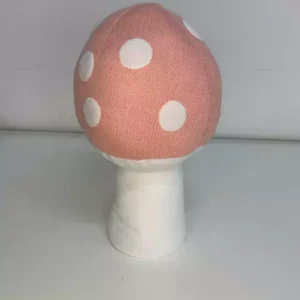 Cogumelo de pelúcia rosa decorativo 16x16x27cm