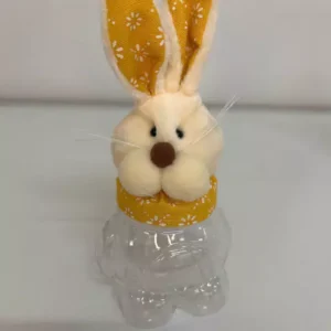 Pote com tampa coelho amarelo 7x18cm