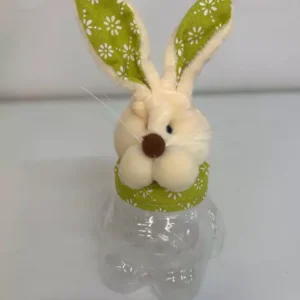 Pote com tampa coelho verde 7x18cm